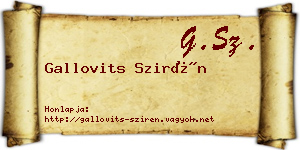 Gallovits Szirén névjegykártya